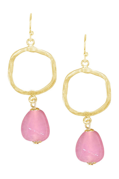 Pink Murano Glass & Freeform Drop Earrings - GF