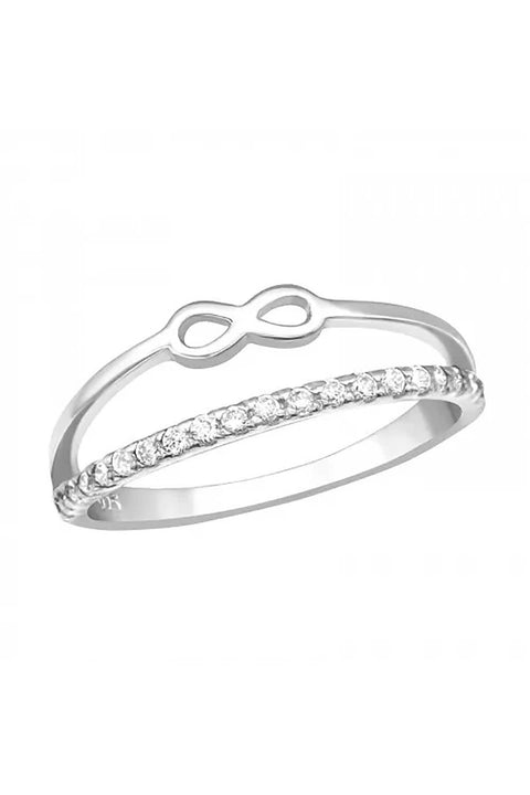 Sterling Silver Infinity Ring With CZ - SS