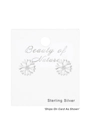 Sterling Silver Snowflake Ear Studs With Cubic Zirconia - SS