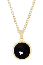 Black Onyx Round Pendant Necklace - GF
