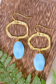 Blue Murano Glass & Freeform Drop Earrings - GF