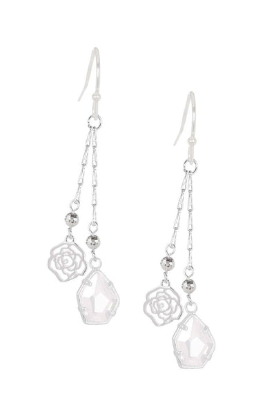 Moonstone Crystal Rose Drop Earrings - SF