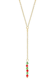 Mixed Austrian Crystal Christmas Y Necklace - GF