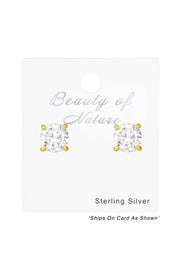 Sterling Silver Round 6mm Ear Studs With Cubic Zirconia - VM