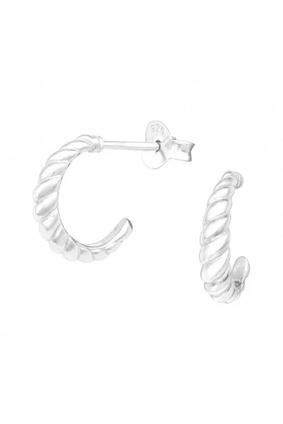 Sterling Silver Half Hoop Ear Studs - SS