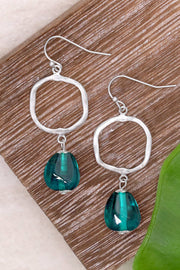 Teal Murano Glass & Freeform Drop Earrings - SF