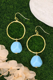 Blue Murano Glass & Hoop Drop Earrings - GF