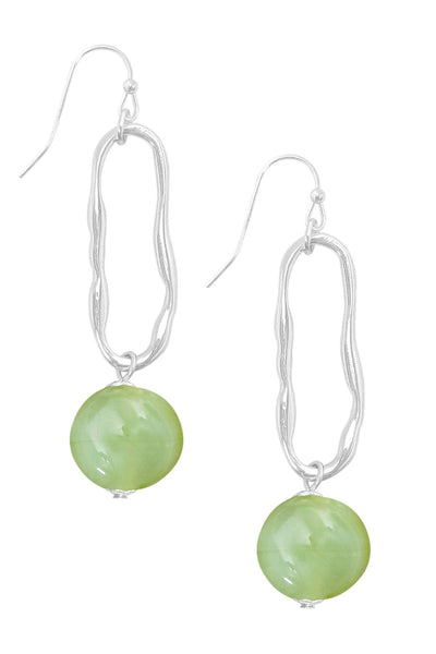 Green Murano Glass & Freeform Hoop Drop Earrings - SF