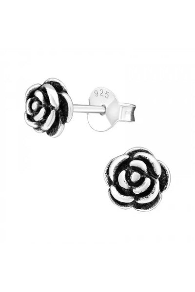 Sterling Silver Rose Ear Studs - SS
