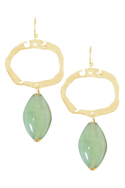 Green Murano Glass & Freeform Drop Earrings - GF
