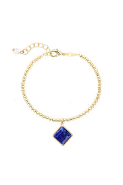 Lapis Beaded Charm Bracelet - GF