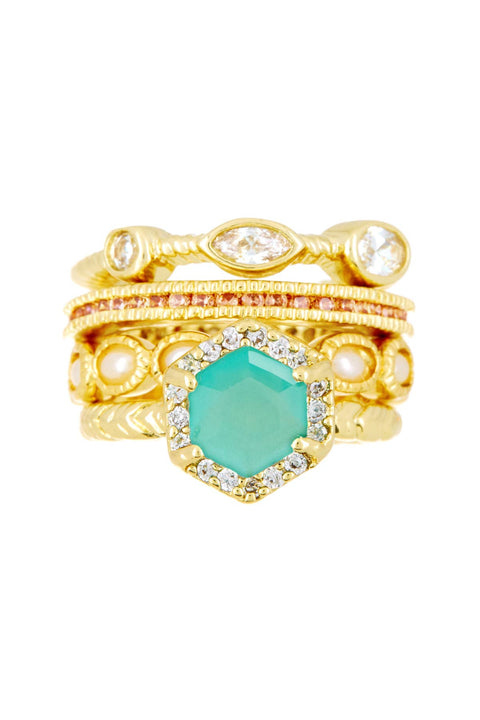 Amazonite Crystal Stack Ring Set - GF