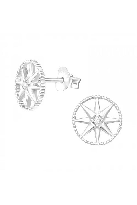 Sterling Silver Sparkling Star Ear Studs With CZ - SS