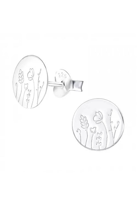 Sterling Silver Laser Cut Flower Ear Studs - SS