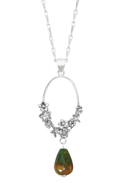 Mixed Jasper & Blossoms Pendant Necklace - SF