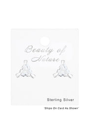 Sterling Silver Triangle 6mm Ear Studs With CZ - SS