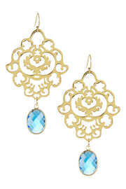 Blue Crystal Statement Earrings - GF