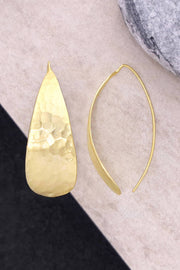 14k Gold Plated Hammered Teardrop Earrings - GF