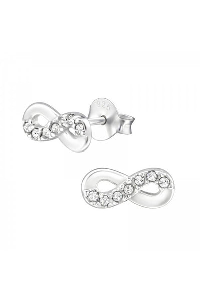 Sterling Silver Infinity Ear Studs With Crystal - SS