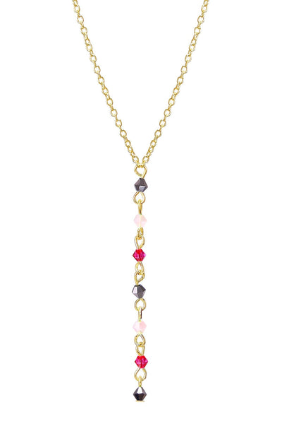 Pink Austrian Crystal Y Necklace - GF
