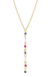 Pink Austrian Crystal Y Necklace - GF