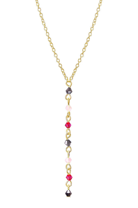 Pink Austrian Crystal Y Necklace - GF