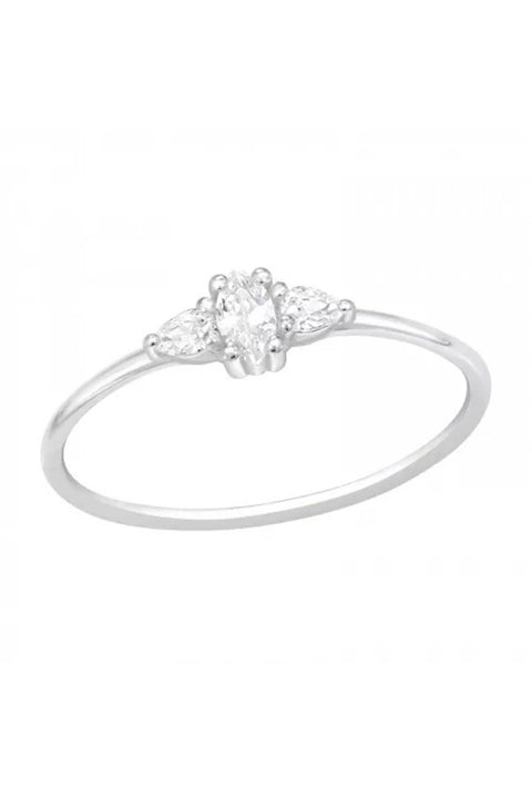 Sterling Silver Geo Ring With CZ - SS