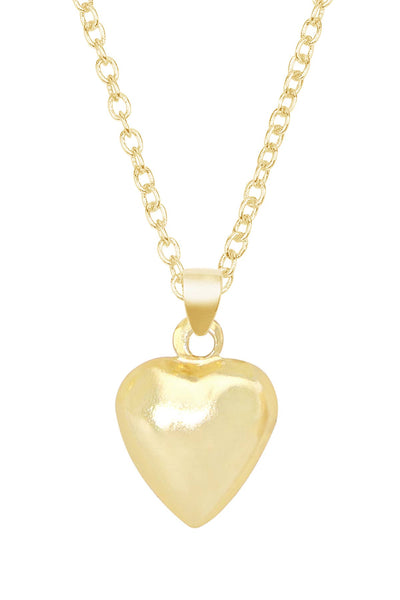 14k Gold Plated Polished Heart Pendant Necklace - GF
