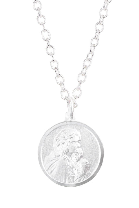 Mother Mary & Baby Jesus Medallion Necklace - SS