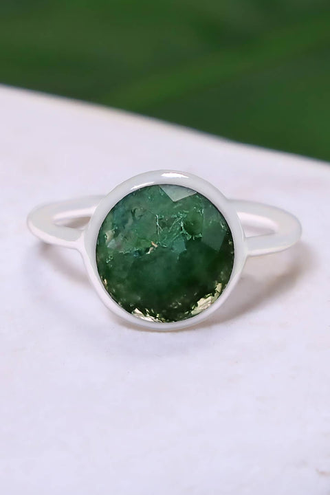 Moss Agate Round Ring - SF
