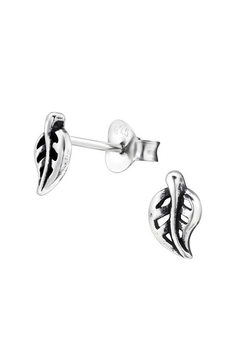 Sterling Silver Leaf Ear Studs - SS