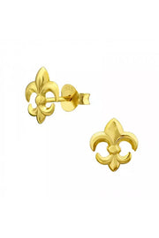 Sterling Silver Fleur De Lis Ear Studs - VM