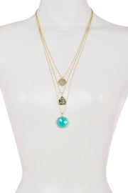 Crystal & Buddha Charm Layering Necklace - GF