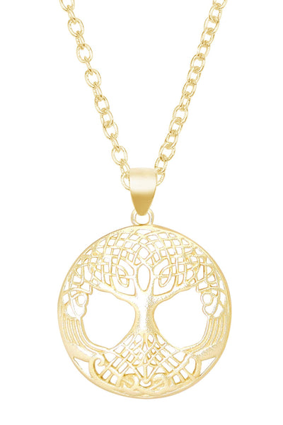 14k Gold Plated Tree Of Life Drop Pendant Necklace - GF