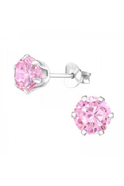 Sterling Silver Round 6mm Ear Studs With Cubic Zirconia - SS
