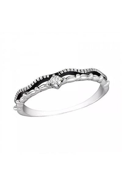 Sterling Silver Stackable Ring With CZ - SS