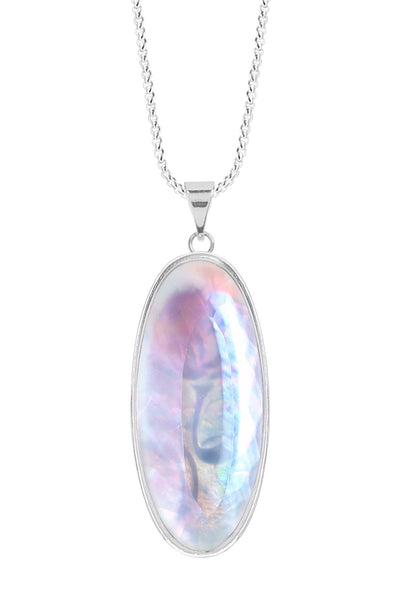 Mother Of Pearl Oval Pendant Necklace - SF