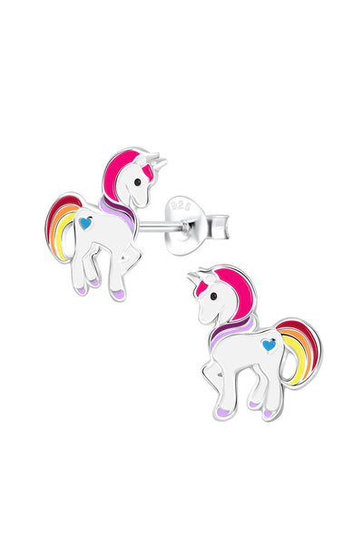 Sterling Silver Unicorn Stud Earrings - SS