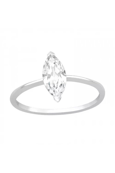 Sterling Silver Marquise Ring With CZ - SS