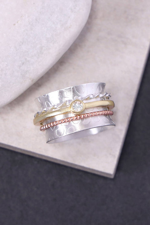 Tri-Tone Layered Spinner Ring - SF