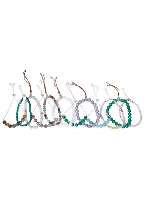 $10.00 Pc x 12 Pcs Semi-Precious Beaded Bracelets Prepack