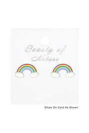 Sterling Silver Rainbow Ear Studs with Epoxy - SS