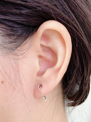 Sterling Silver Safety Pin Hoop Earrings - SS