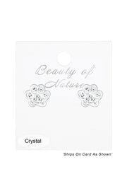 Sterling Silver & Clean Crystal Paw Print Stud Earrings - SS