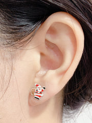Sterling Silver Santa Claus Post Earrings - SS