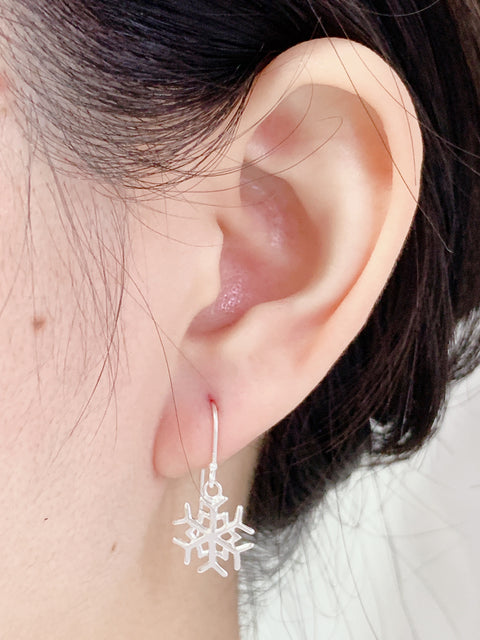 Sterling Silver Snowflake Drop Earrings - SS
