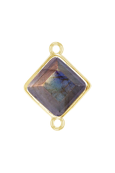 10x10mm Labradorite Doublet Square Connector Stone - GF