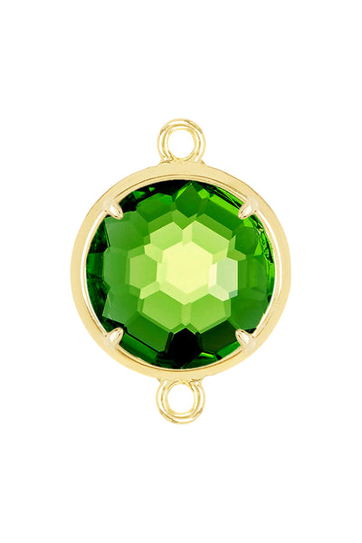 11mm Dia. Emerald Crystal Round Connector Stone - GF