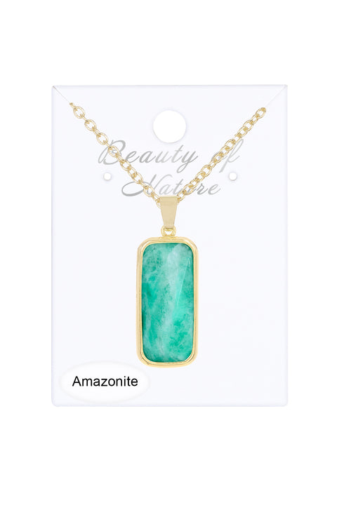 Amazonite Rectangle Pendant Necklace - GF