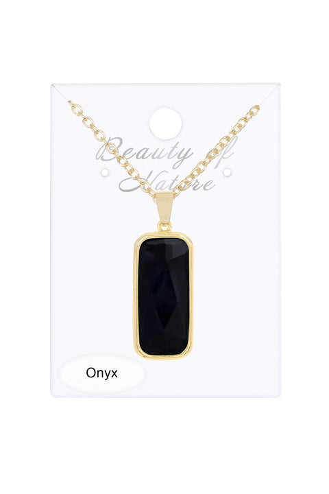 Onyx Rectangle Pendant Necklace - GF